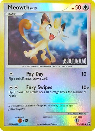 Meowth - 106/146 [Platinum] - Burger King Promos Reverse Holofoil