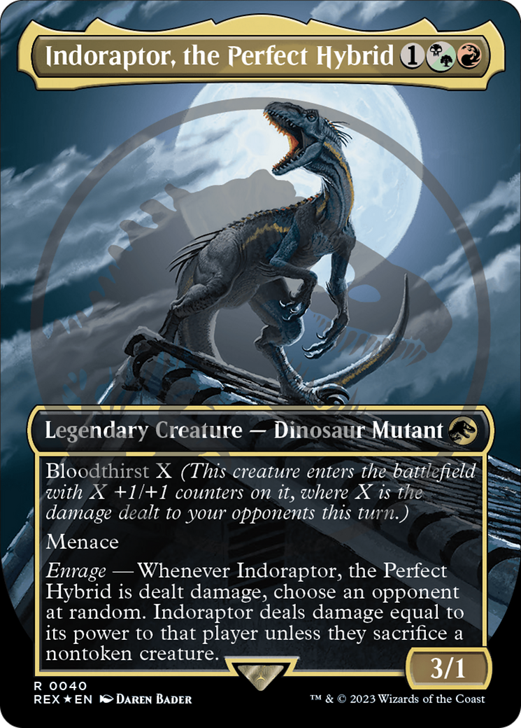 Indoraptor, the Perfect Hybrid (Borderless) (Emblem) (REX-040) - Jurassic World Collection (Borderless) Foil