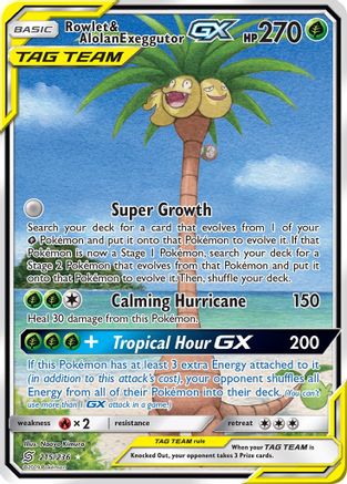 Rowlet & Alolan Exeggutor GX (Alternate Full Art)/236 - SM  Unified Minds Holofoil