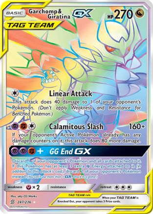 Garchomp & Giratina GX (Secret)/236 - SM  Unified Minds Holofoil