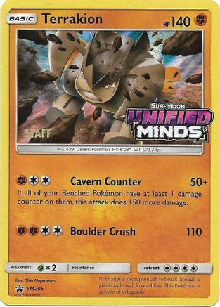 Terrakion - SM205 (Prerelease) [Staff] - SM Promos Holofoil