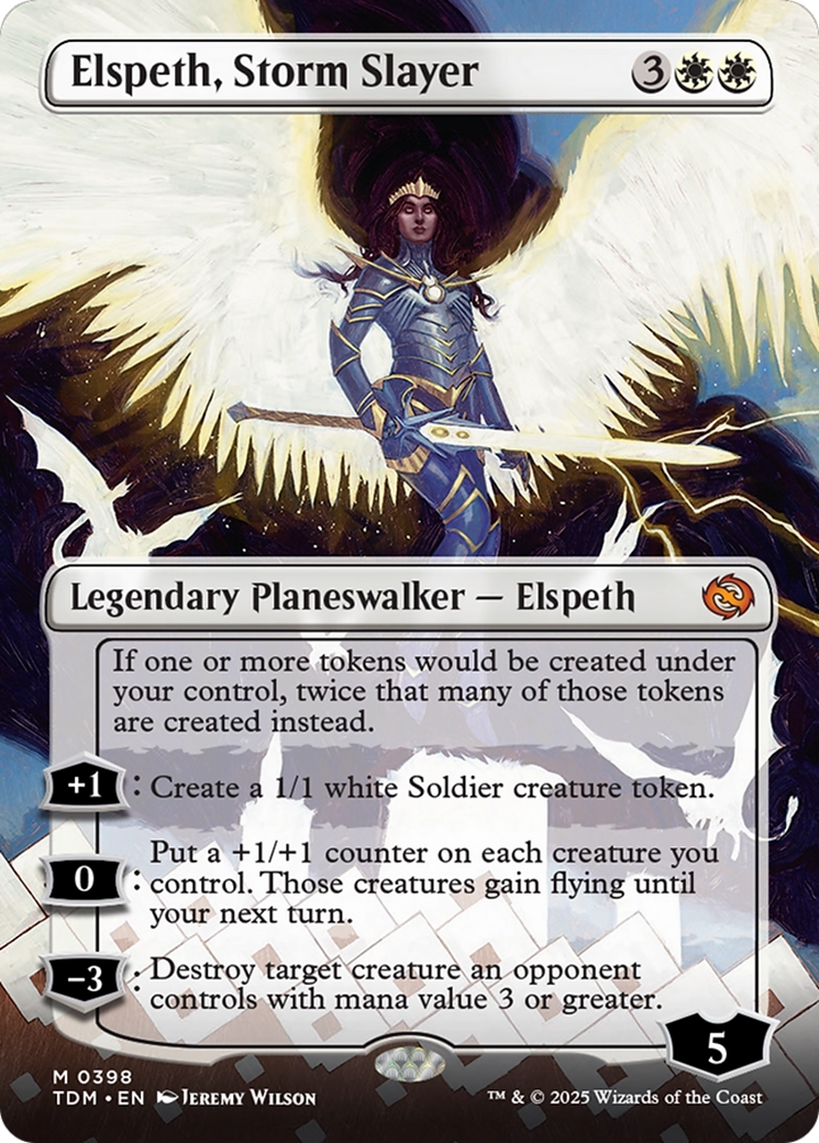 Elspeth, Storm Slayer (Borderless) (TDM-398) - Tarkir: Dragonstorm (Borderless) Foil