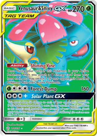 Venusaur & Snivy GX (Full Art)/236 - SM  Cosmic Eclipse Holofoil