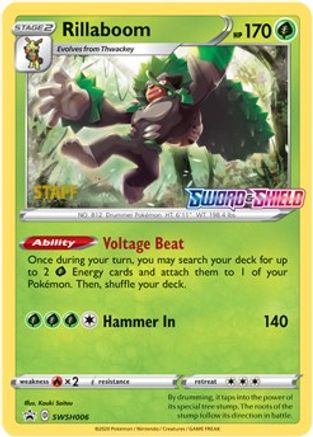Rillaboom - SWSH006 (Prerelease) [Staff] - SWSH Sword & Shield Promo Cards Holofoil