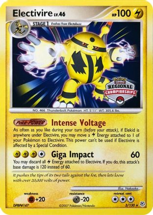 Electivire - 3/130 (Regional Championships) - League & Championship Cards