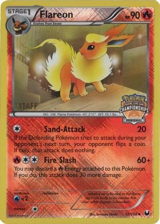 Flareon - 12/108 (Regional Championships) [Staff] - League & Championship Cards Reverse Holofoil