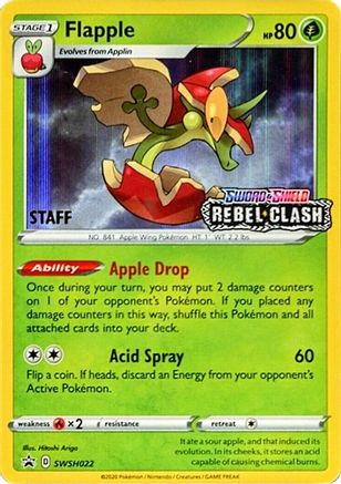 Flapple - SWSH022 (Prerelease) [Staff] - SWSH Sword & Shield Promo Cards Holofoil