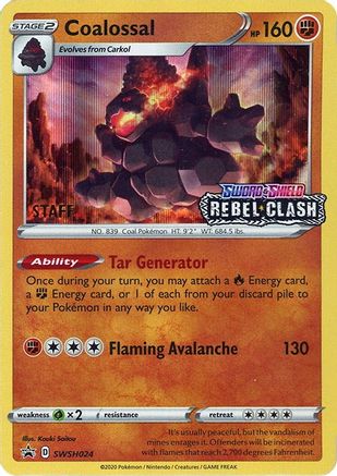 Coalossal - SWSH024 (Prerelease) [Staff] - SWSH Sword & Shield Promo Cards Holofoil