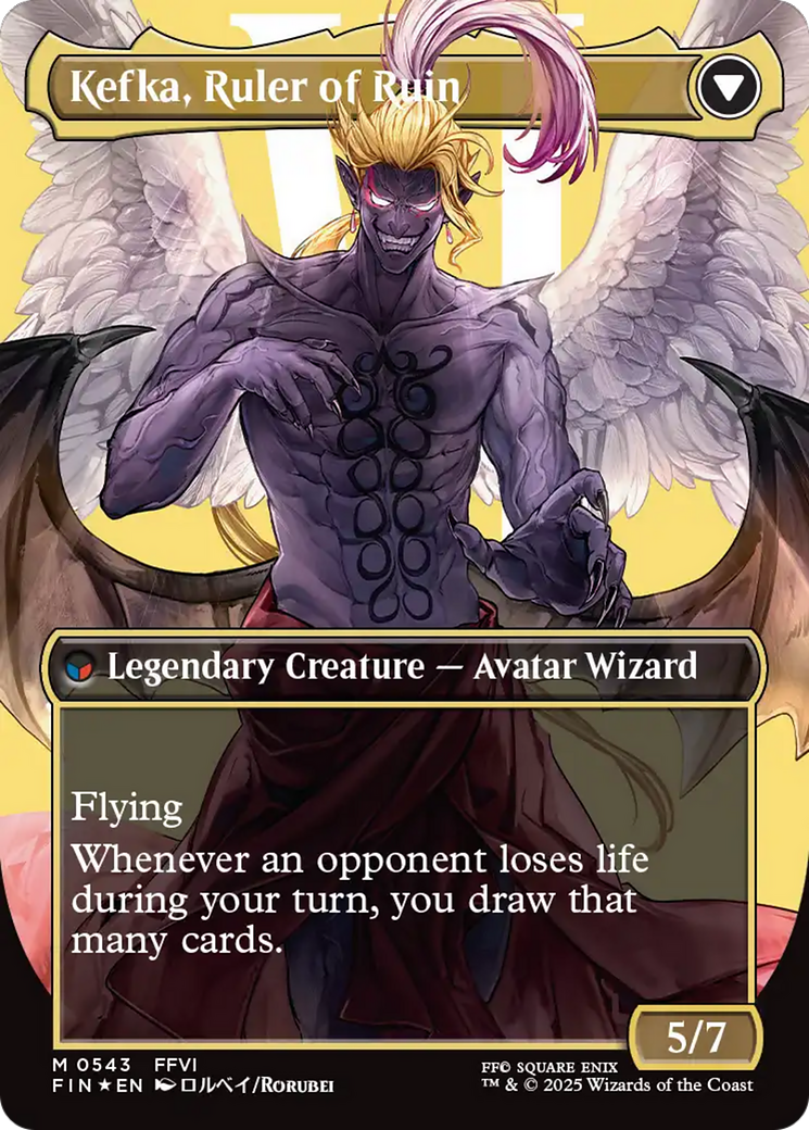 Kefka, Court Mage (0543) (Borderless) (Surge Foil) (FIN-543) - FINAL FANTASY (Borderless) Foil
