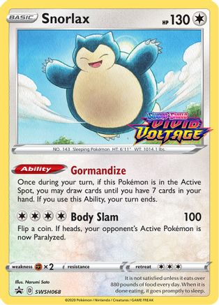 Snorlax - SWSH068 (Prerelease)/307 - SWSH Sword & Shield Promo Cards Holofoil