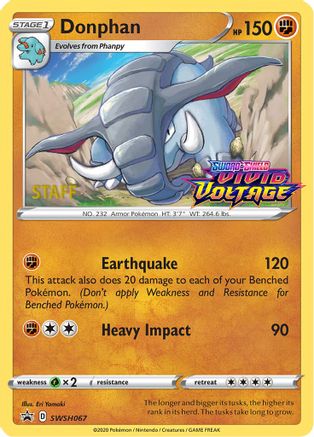 Donphan - SWSH067 (Prerelease) [Staff] - SWSH Sword & Shield Promo Cards Holofoil