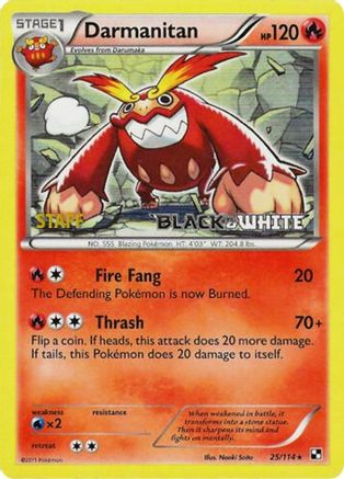 Darmanitan - 25/114 (Prerelease) [Staff] - Black and White Promos Holofoil