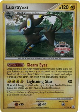 Luxray - 7/130 (National Championships) - League & Championship Cards