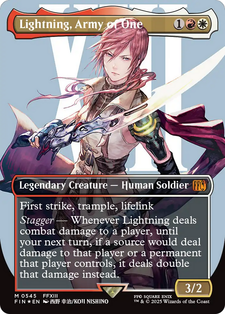 Lightning, Army of One (0545) (Borderless) (Surge Foil) (FIN-545) - FINAL FANTASY (Borderless) Foil