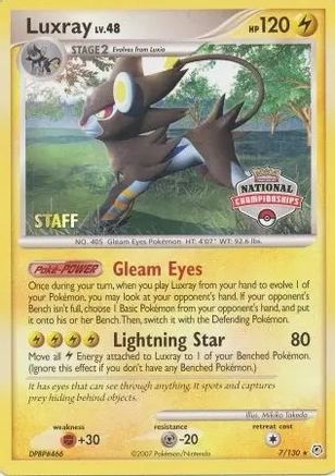 Luxray - 7/130 (National Championships) [Staff] - League & Championship Cards