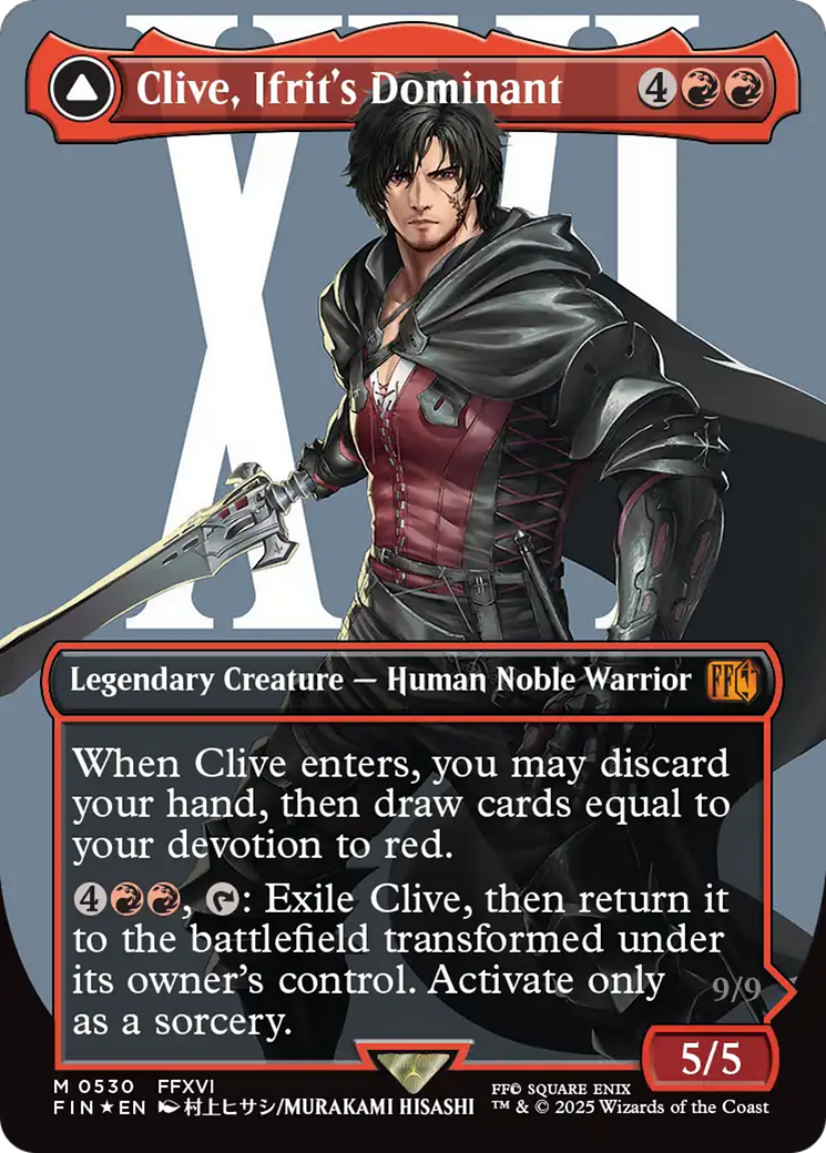 Clive, Ifrit's Dominant (Borderless) (Surge Foil) (0530) (FIN-530) - FINAL FANTASY: (enchantment) (Borderless) Foil