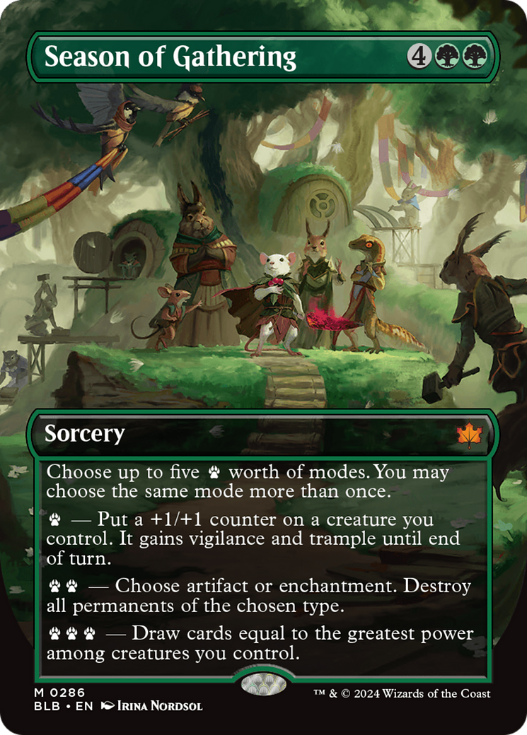 Season of Gathering (Borderless) (BLB-286) - Bloomburrow: (Showcase) (Borderless)