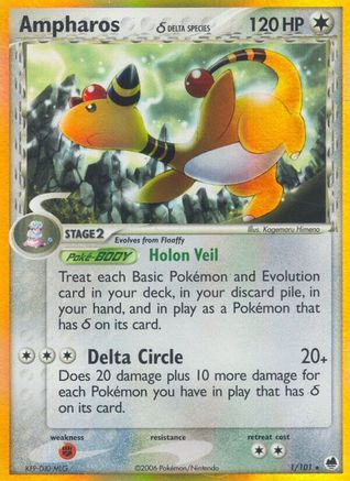 Ampharos (Delta Species)/101 - Dragon Frontiers Holofoil