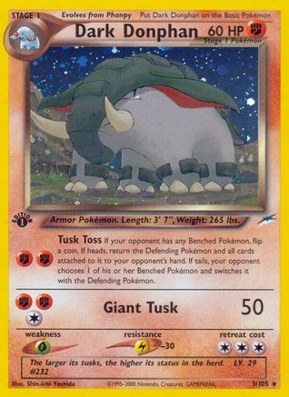 Dark Donphan/105 - Neo Destiny 1st Edition Holofoil