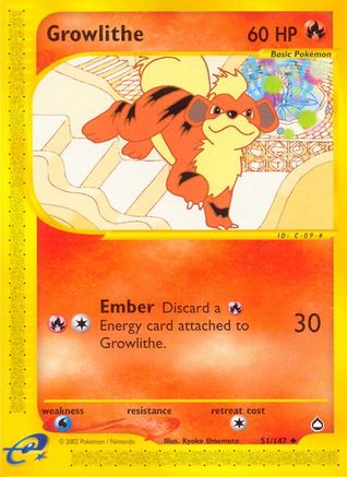 Growlithe (51)/147 - Aquapolis Reverse Holofoil