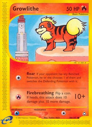Growlithe (80)/147 - Aquapolis Reverse Holofoil