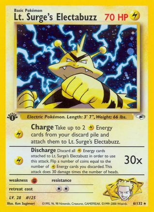 Lt. Surge's Electabuzz (6) 6/132 - Gym Heroes Unlimited Holofoil
