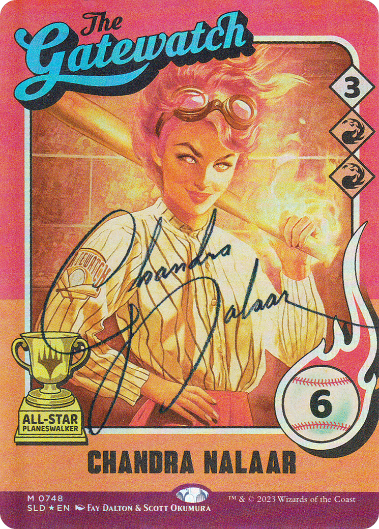 Chandra Nalaar (748) (Autographed) (SLD-748) - Secret Lair Drop: (Full Art) (Borderless) Foil