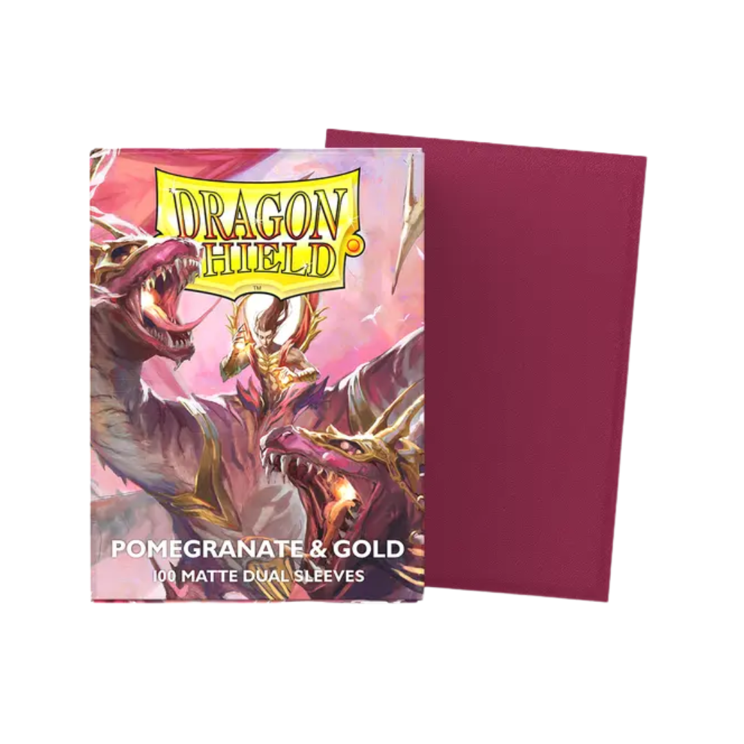 Dragon Shield Sleeves: Dual Matte Pomegrate & Gold