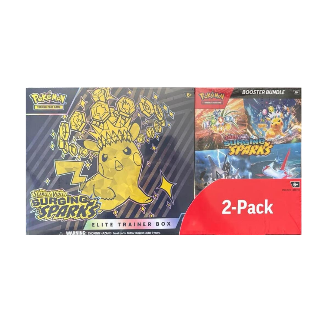 Pokemon Surging Sparks 2-Pack Trainer Box and Booster Bundle