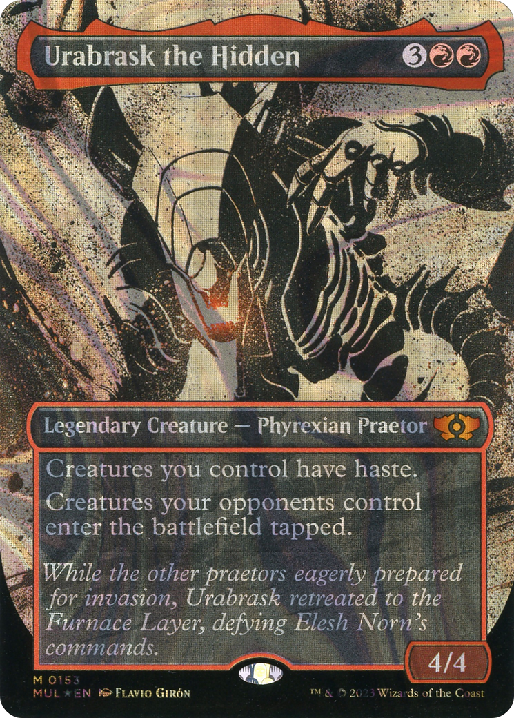 Urabrask the Hidden (Halo Foil) (MUL-153) - Multiverse Legends: (Showcase) (Borderless) Foil