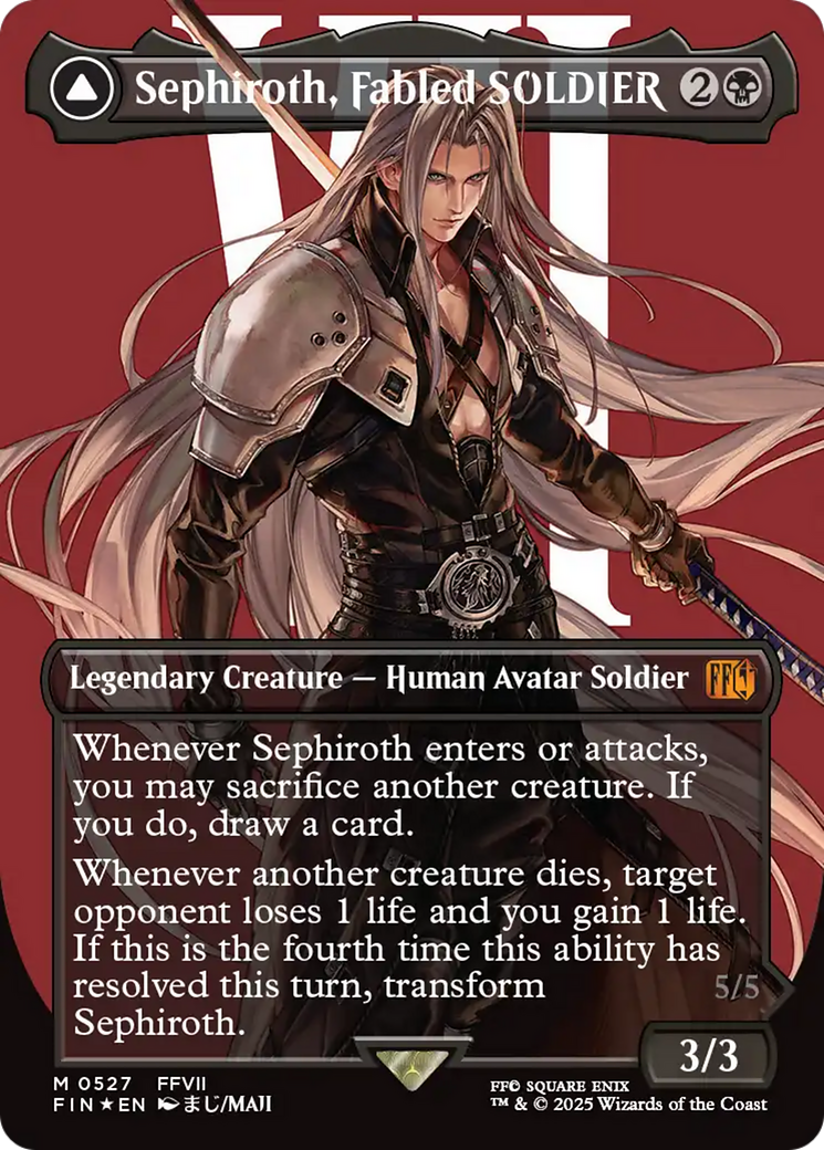 Sephiroth, Fabled SOLDIER (Borderless) (Surge Foil) (FIN-527) - FINAL FANTASY (Borderless) Foil